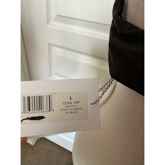 Danielle Bernstein by WeWoreWhat Cowl Top Stretch Charmeuse Black Large - Picture 5 of 8